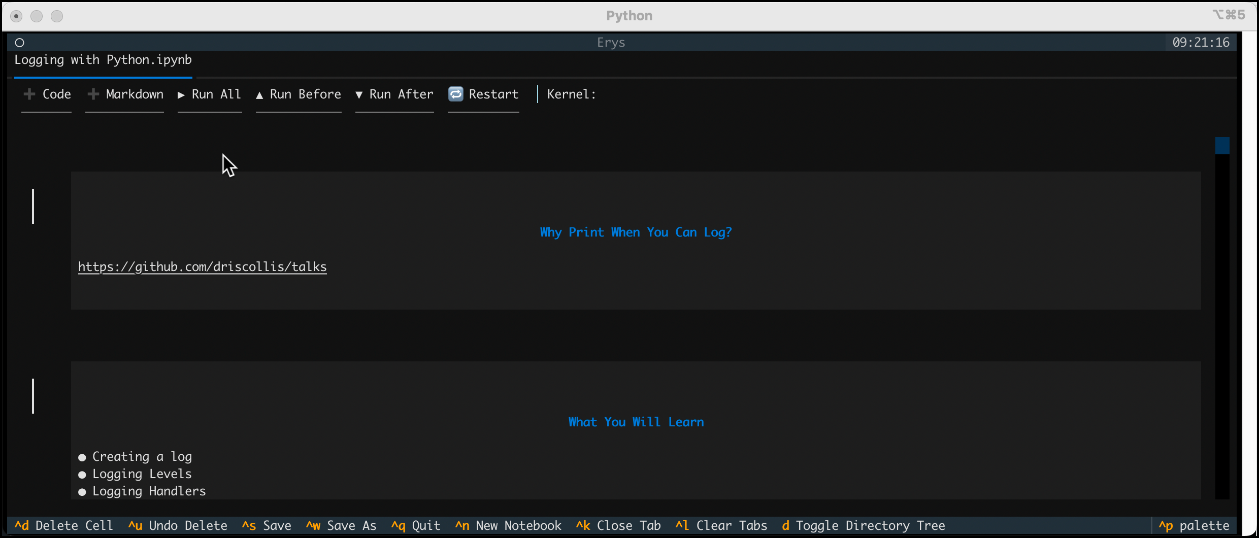 Erys - Load Notebook