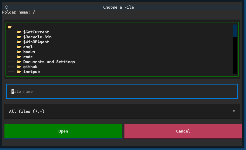 Textual cogs - Open File Dialog